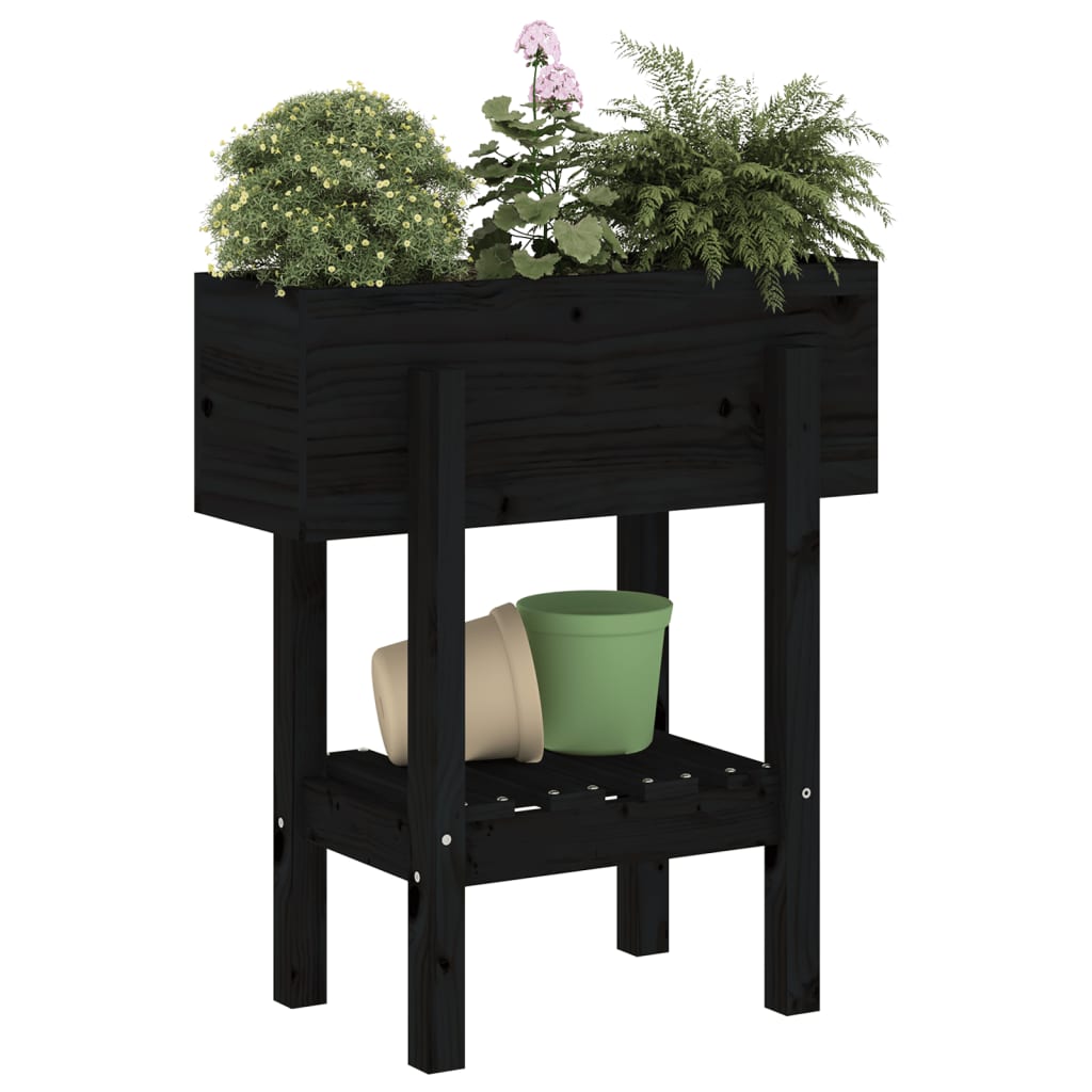 Vidaxl Planning Box 62x30x69 cm de pino sólido negro