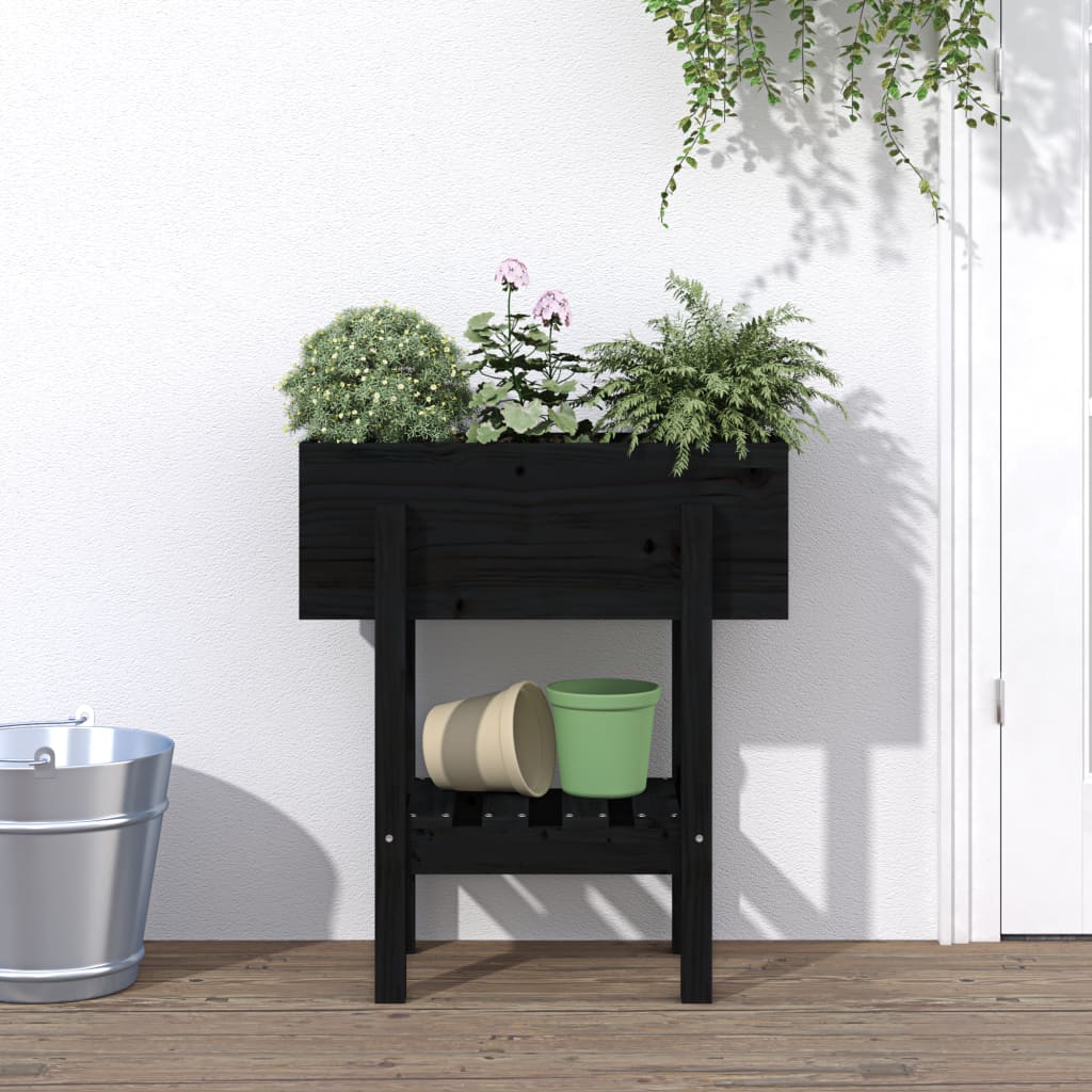 Vidaxl Planning Box 62x30x69 cm de pino sólido negro