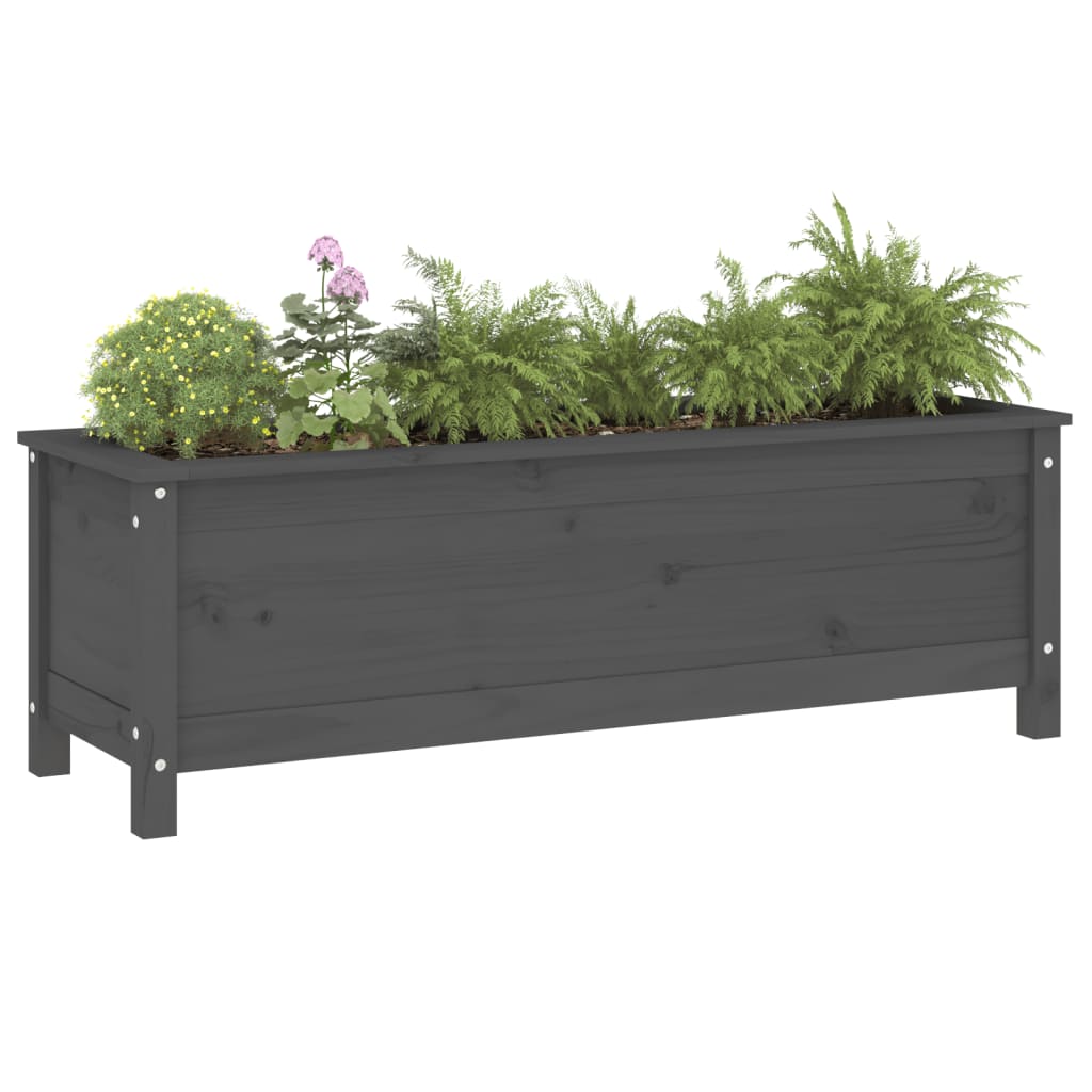 Vidaxl fioriera sollevata 119.5x40x39 cm grigio pino solido