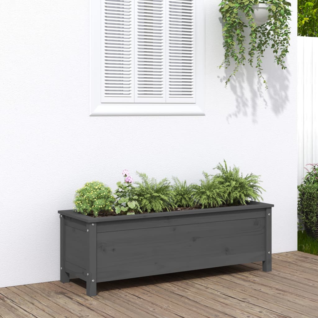 Vidaxl fioriera sollevata 119.5x40x39 cm grigio pino solido