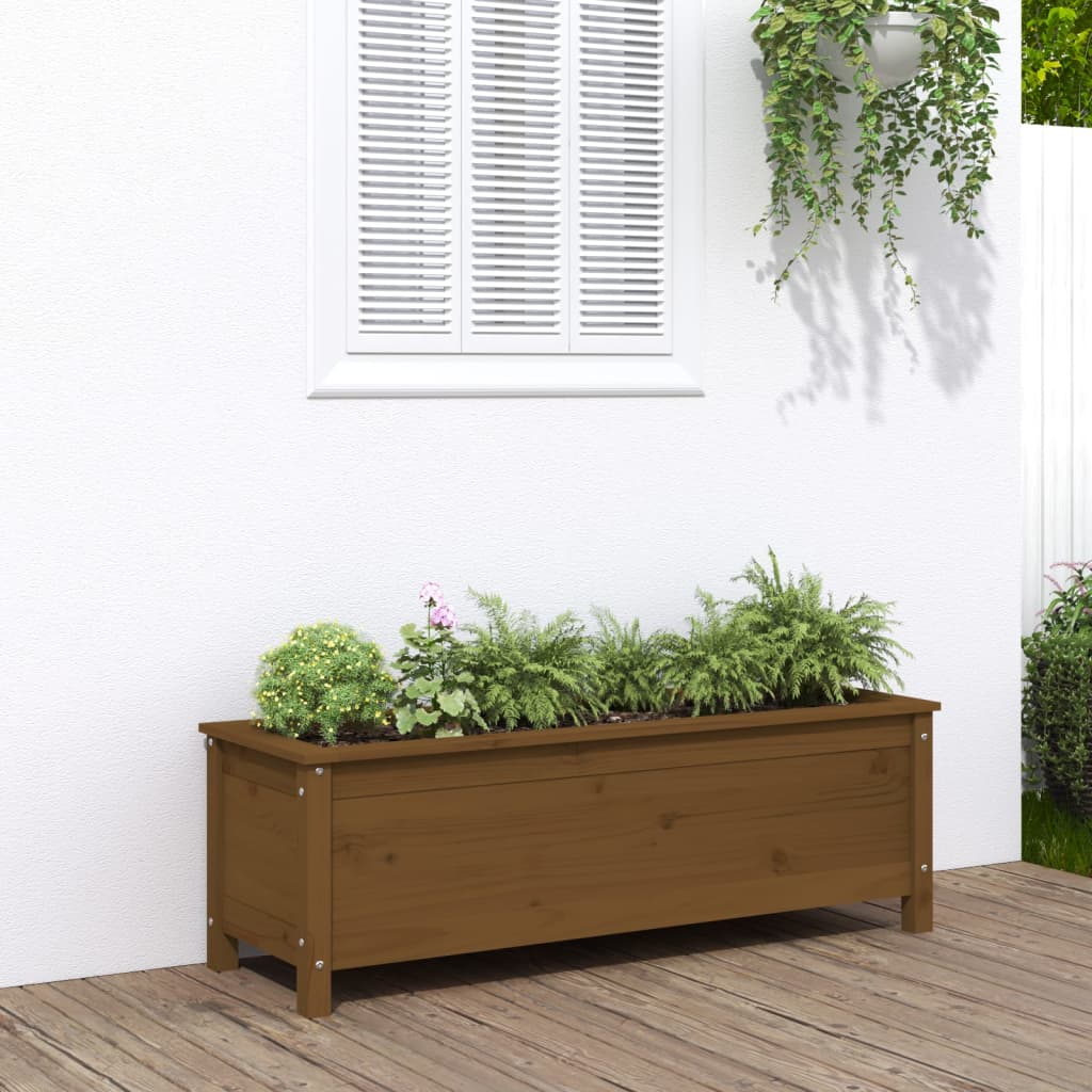 Plantador Vidaxl elevado 119.5x40x39 cm de pino sólido marrón marrón