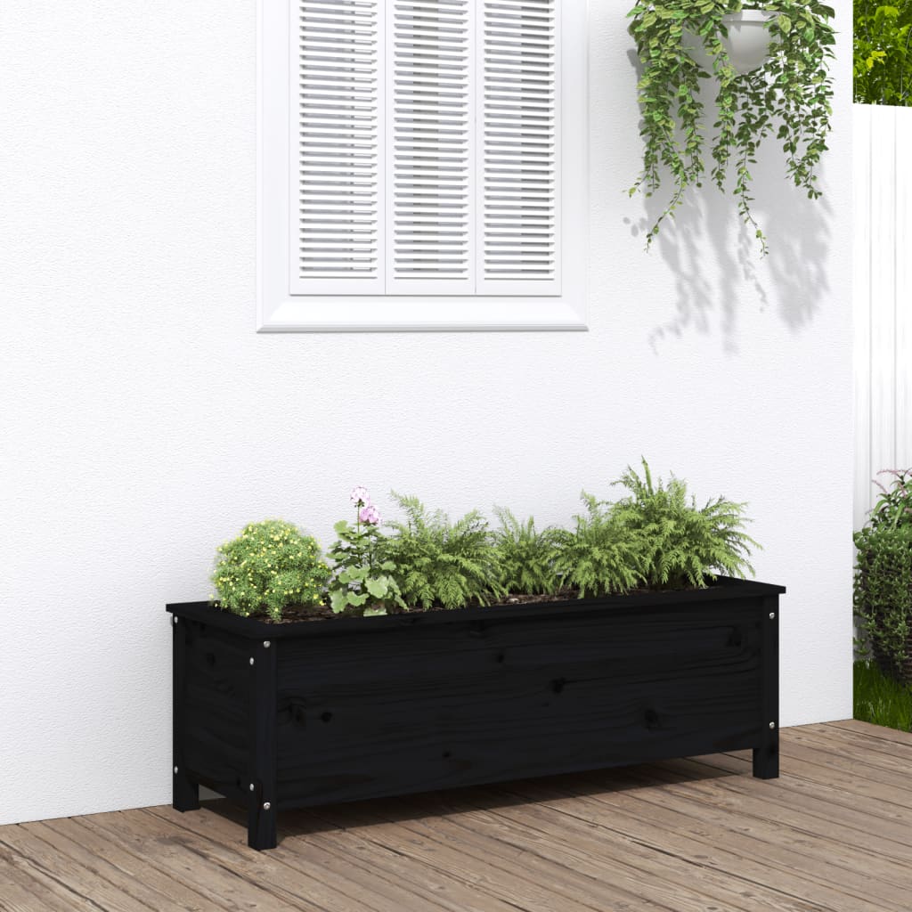 Vidaxl fioriera sollevata 119.5x40x39 cm Pino solido nero