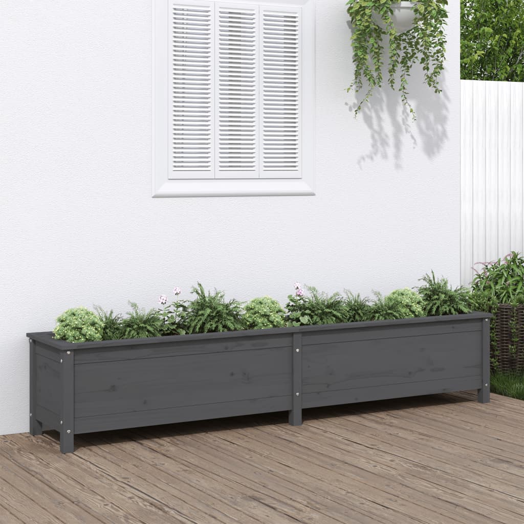 Vidaxl fioriera raccolta 199.5x40x39 cm grigio in pino solido