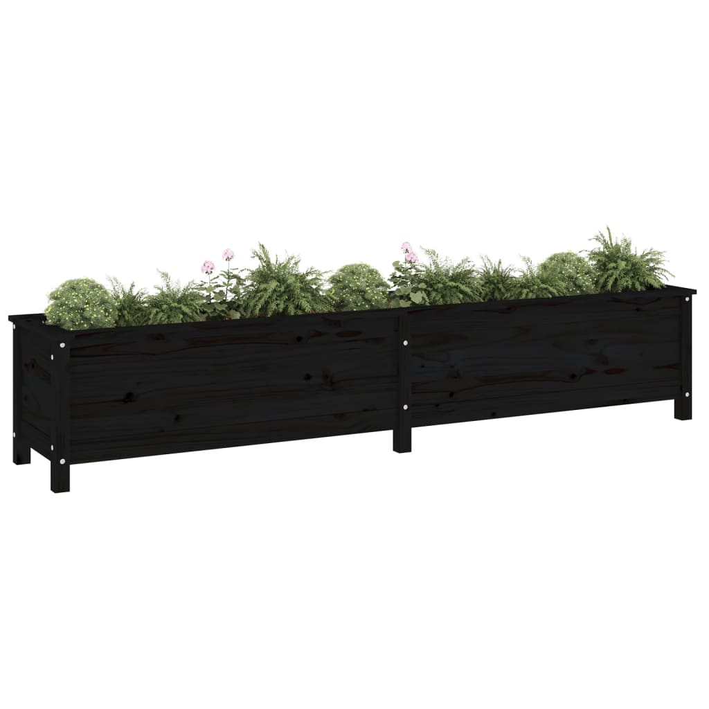 Vidaxl Planning Box elevado 199.5x40x39 cm de pino sólido negro
