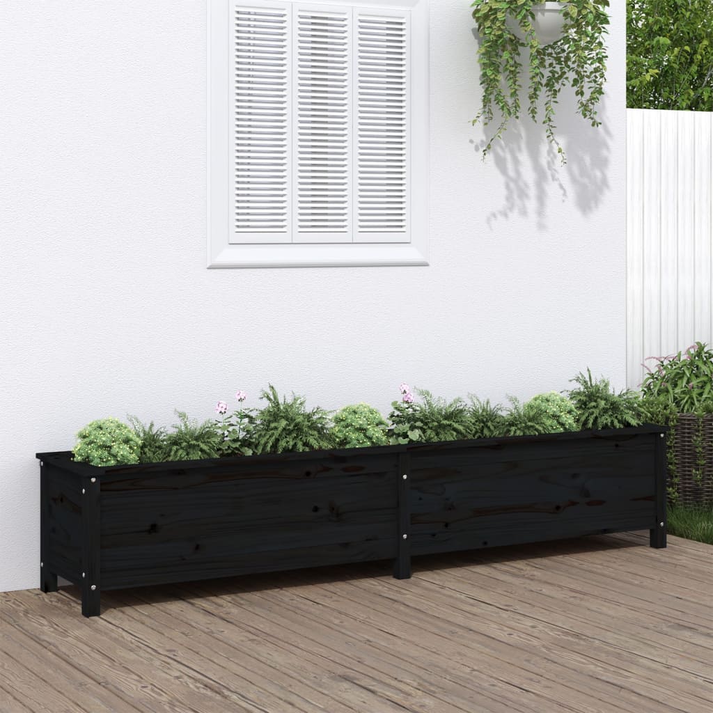 Vidaxl Planning Box elevado 199.5x40x39 cm de pino sólido negro