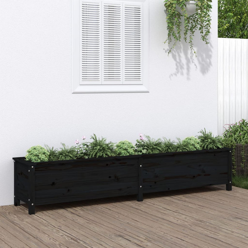 Vidaxl Planning Box elevado 199.5x40x39 cm de pino sólido negro
