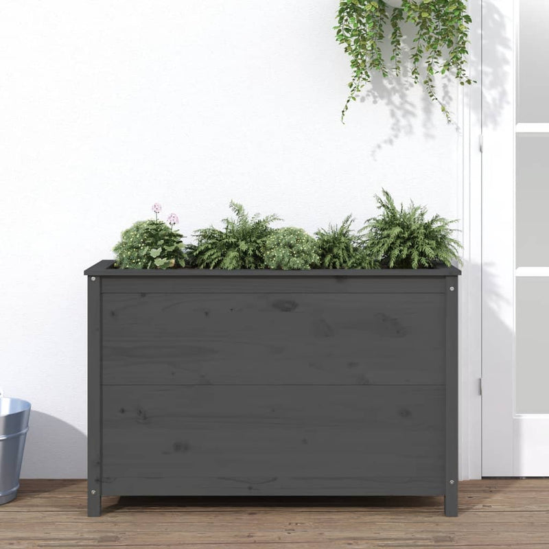 Vidaxl fioriera sollevata 119.5x40x78 cm grigio pino solido