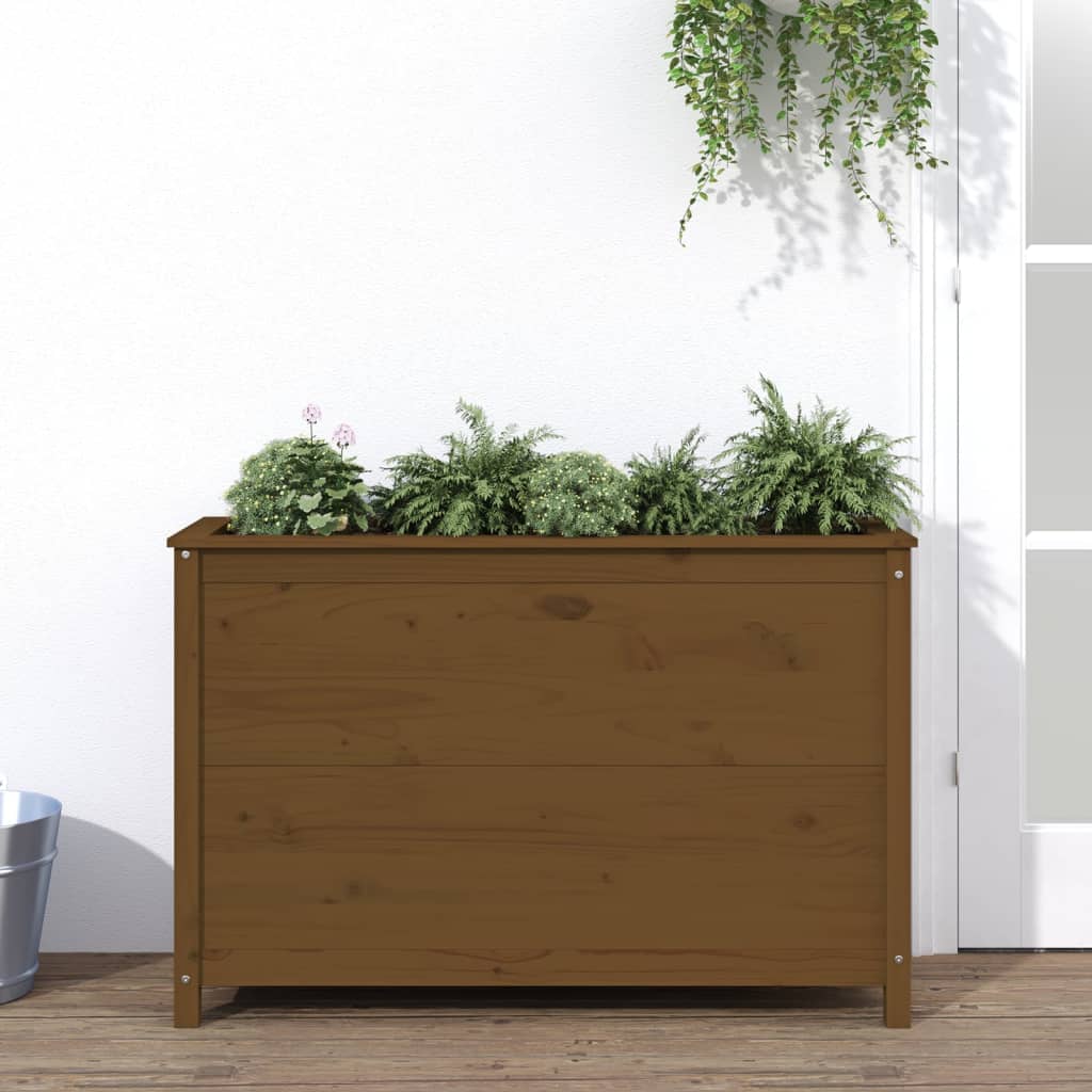 Plantador Vidaxl elevado 119.5x40x78 cm de pino sólido marrón marrón
