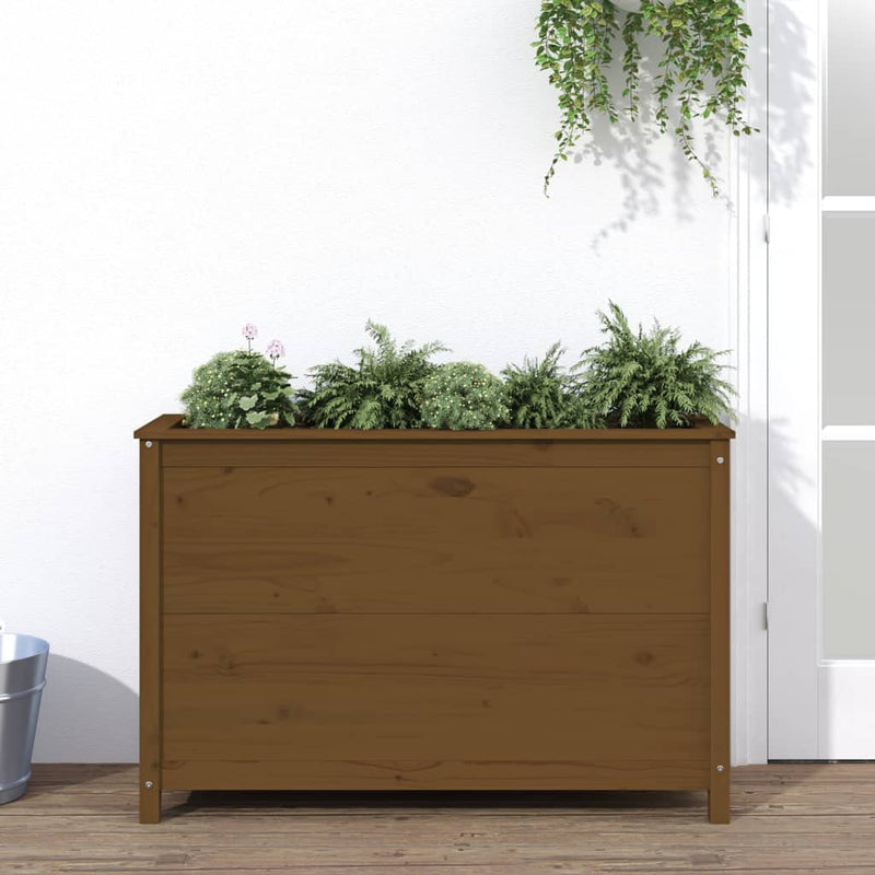 Plantador Vidaxl elevado 119.5x40x78 cm de pino sólido marrón marrón