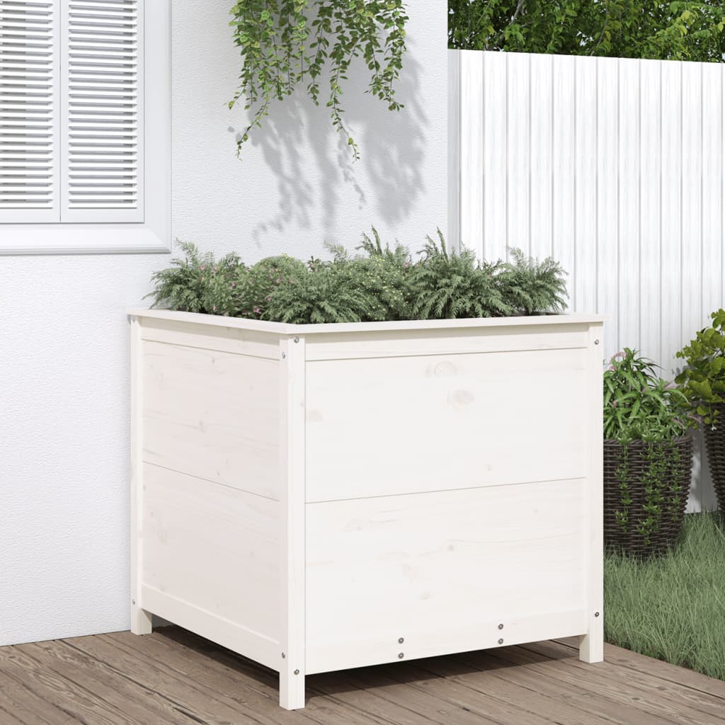 Vidaxl Planning Box 82.5x82.5x78 cm de pino sólido blanco