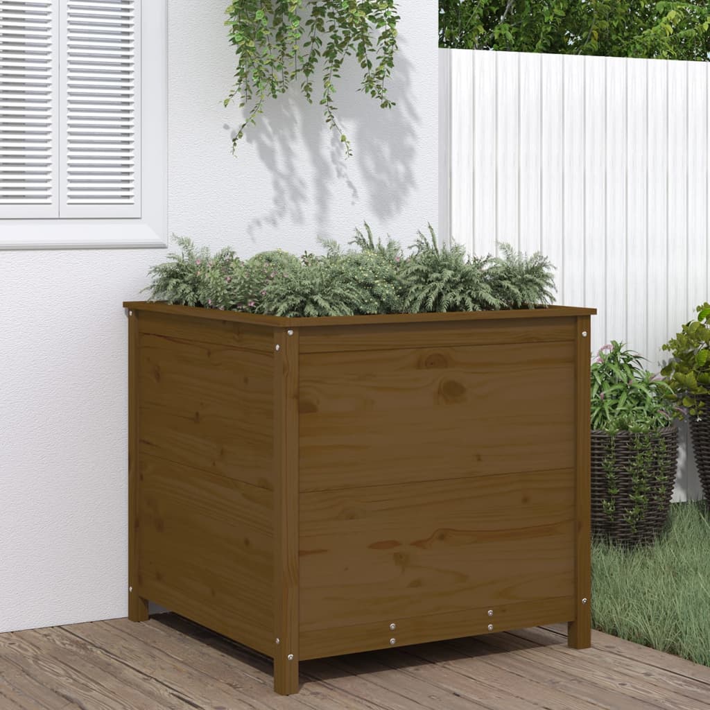 Vidaxl Planning Box 82.5x82.5x78 cm de pino sólido marrón marrón