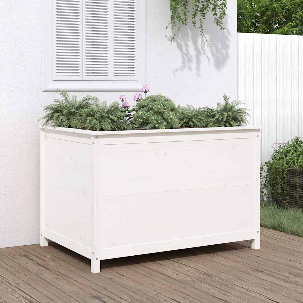 Vidaxl Planter crió 119.5x82.5x78 cm de pino sólido blanco blanco