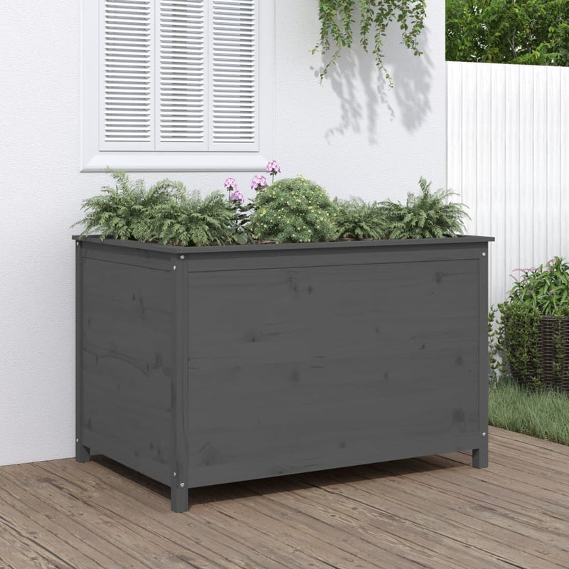 Vidaxl Planter elevó 119.5x82.5x78 cm de pino sólido gris gris