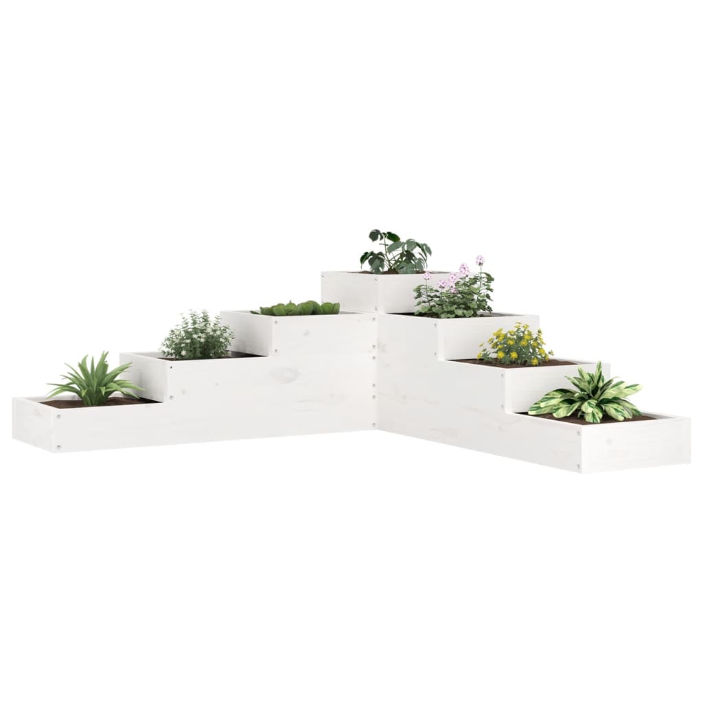 Fioriera Vidaxx a 4 strati 106x104,5x36 cm in legno massello di pino bianco