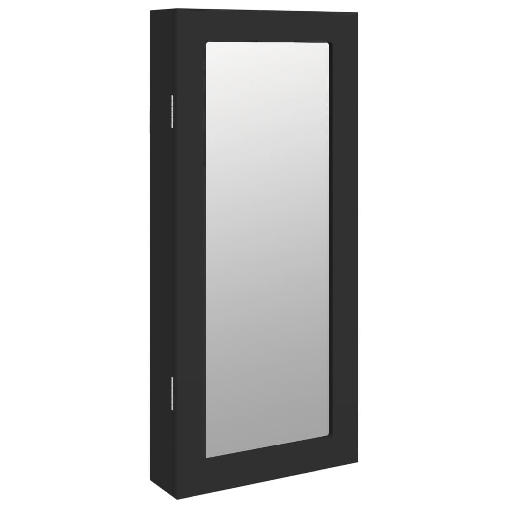Armario de joyería Vidaxl con pared de espejo 30x8.5x67 cm negro