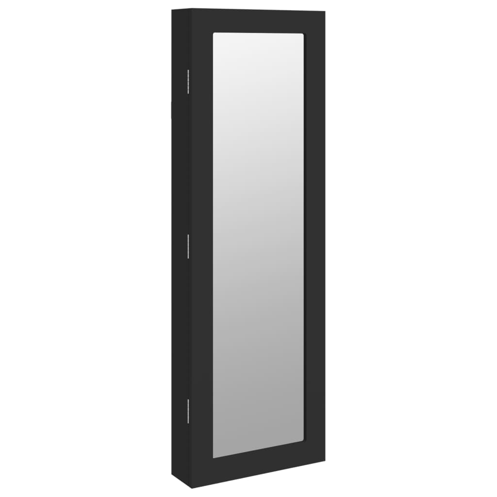 Armario de joyería Vidaxl con pared de espejo de 30x8.5x90 cm de negro