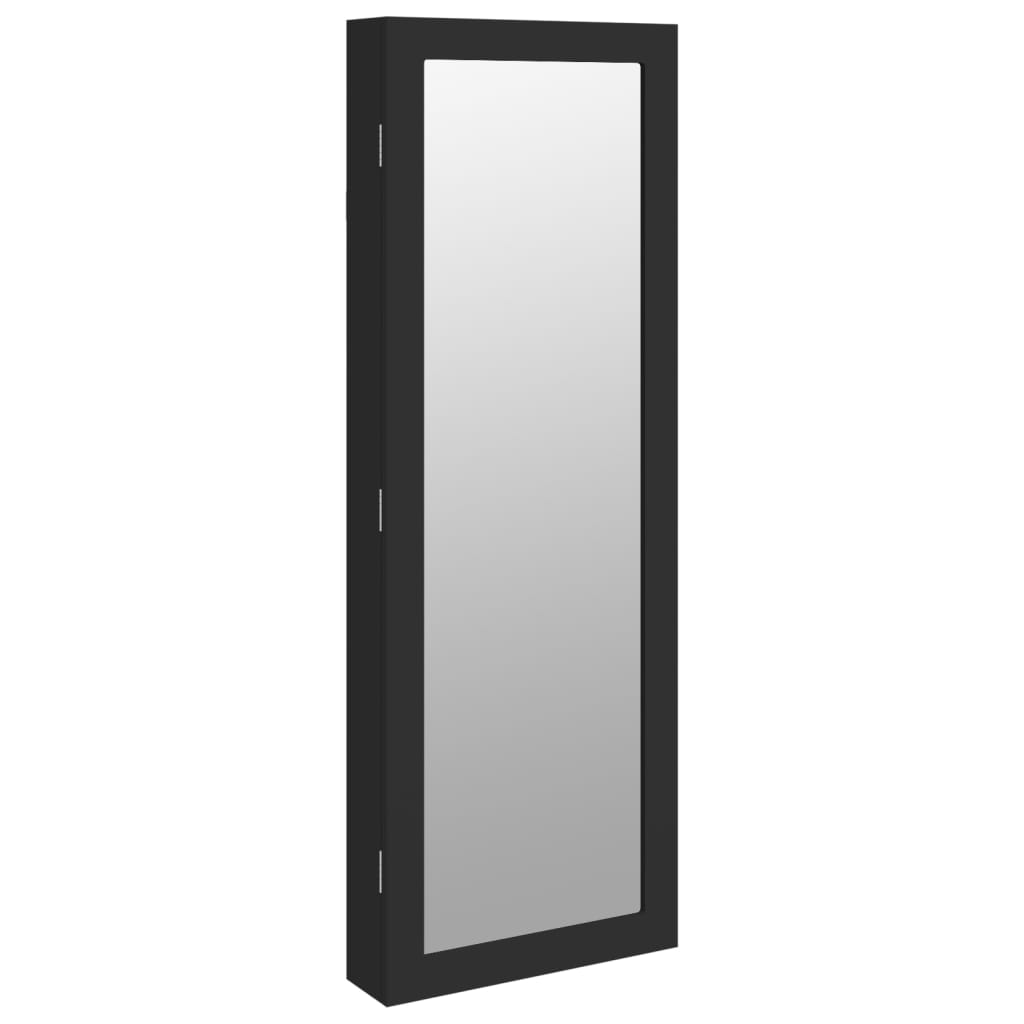 Armario de joyería Vidaxl con pared de espejo 37.5x10x106 cm negro