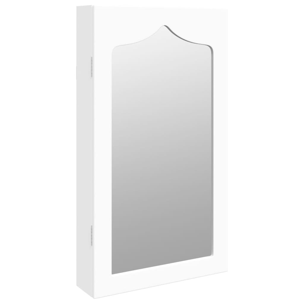 Armario de joyería Vidaxl con pared de espejo 37.5x10x67 cm blanco