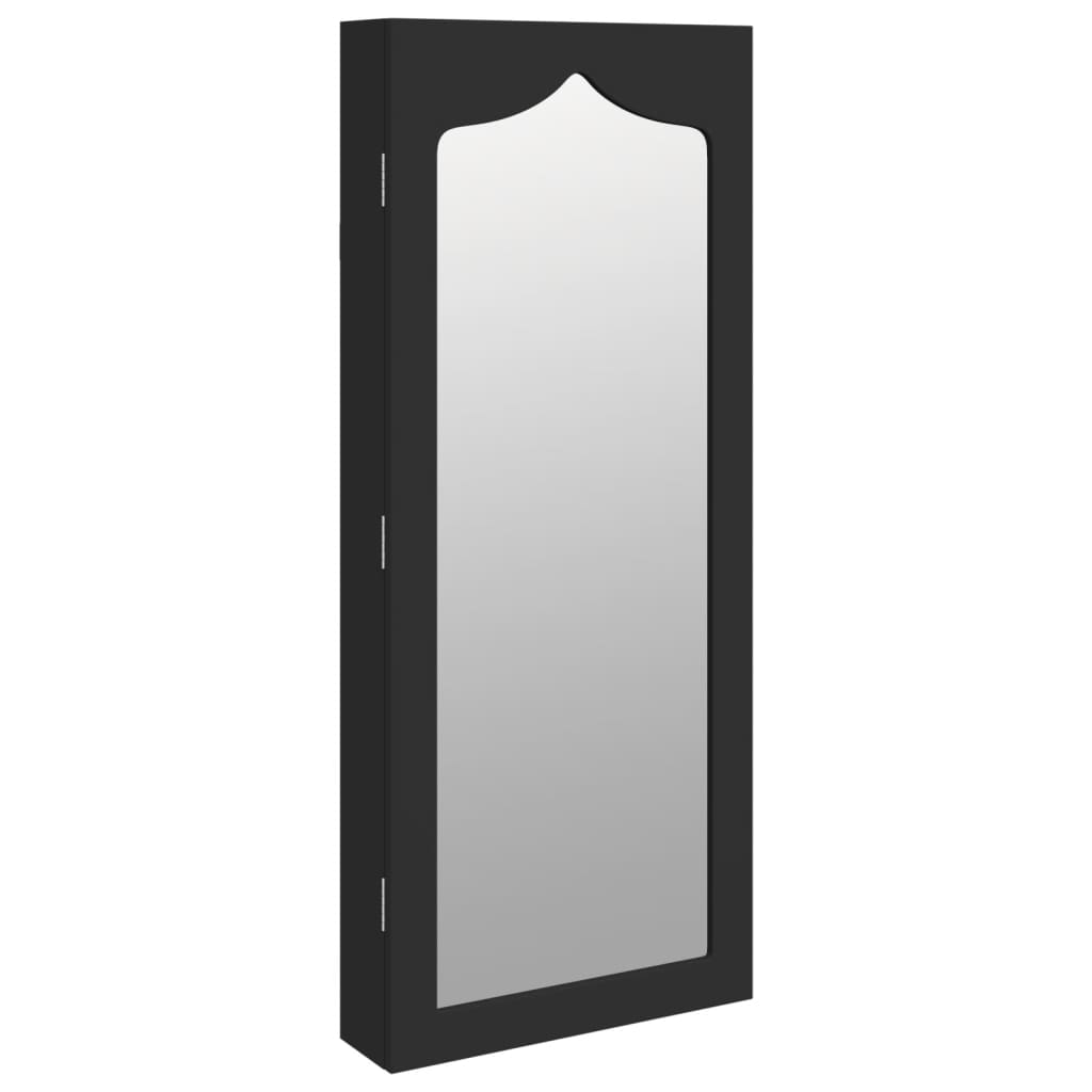 Armario de joyería Vidaxl con pared de espejo, transmitida por 37.5x10x90 cm negro