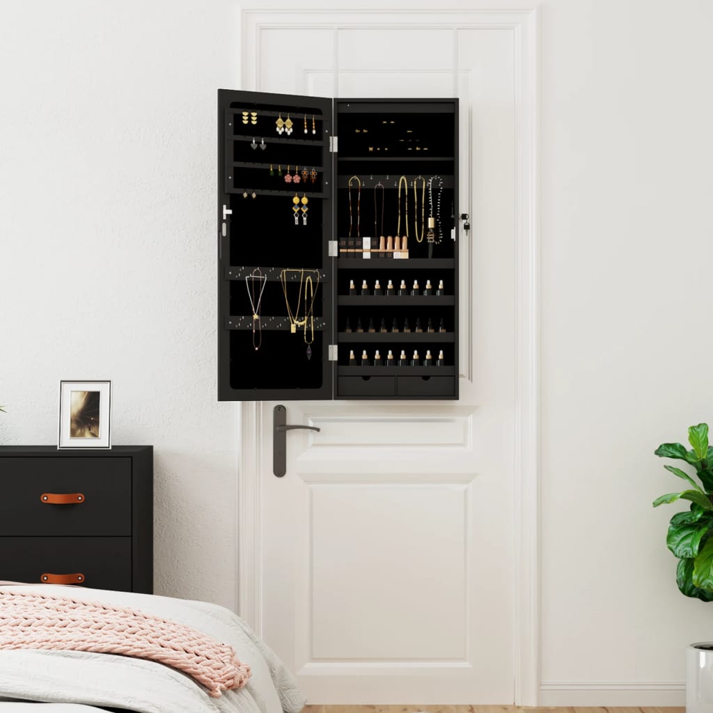 Armadio di gioielli Vidaxl con specchio e parete a LED Black