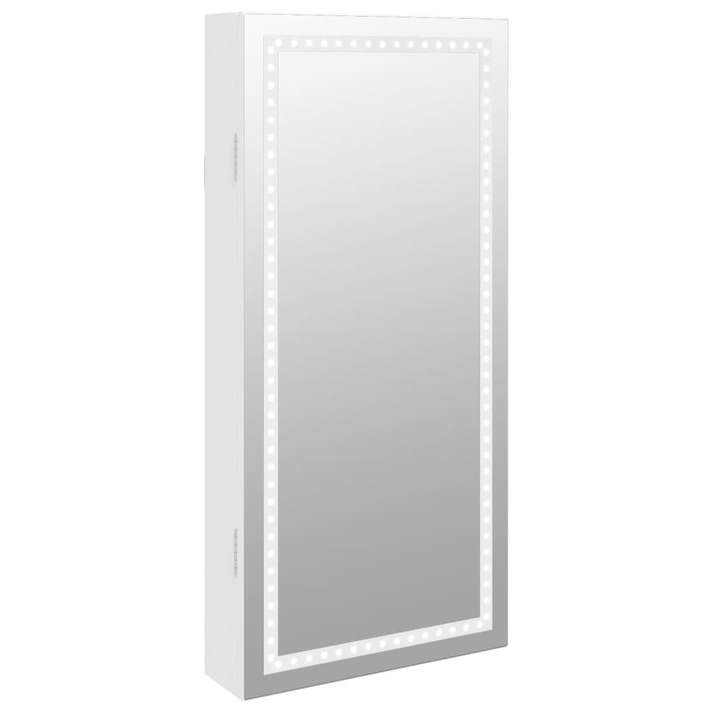Armario de joyería de Vidaxl con espejo y blanco led -pared blanco