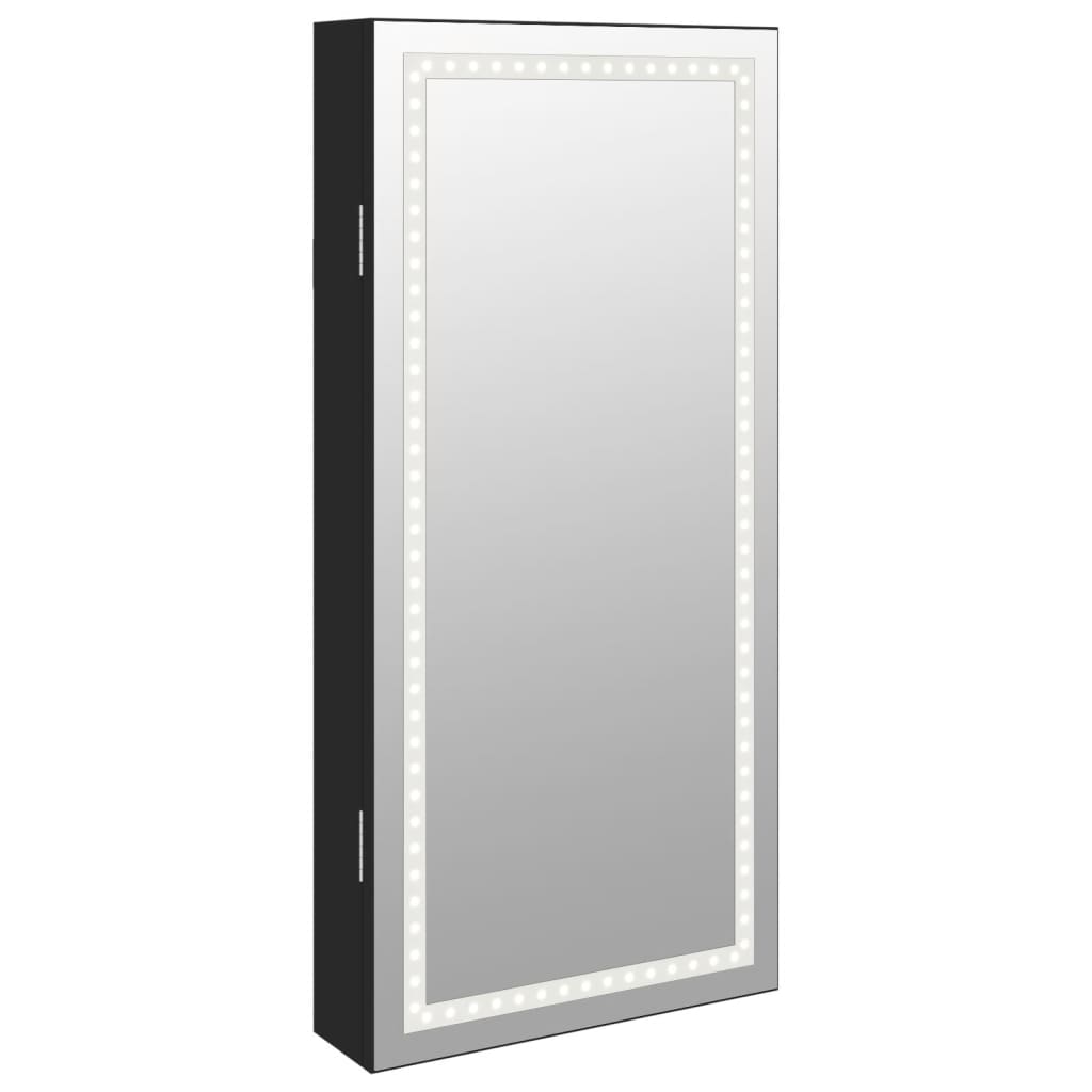Armario de joyería Vidaxl con espejo y negro LED -Murned Negro