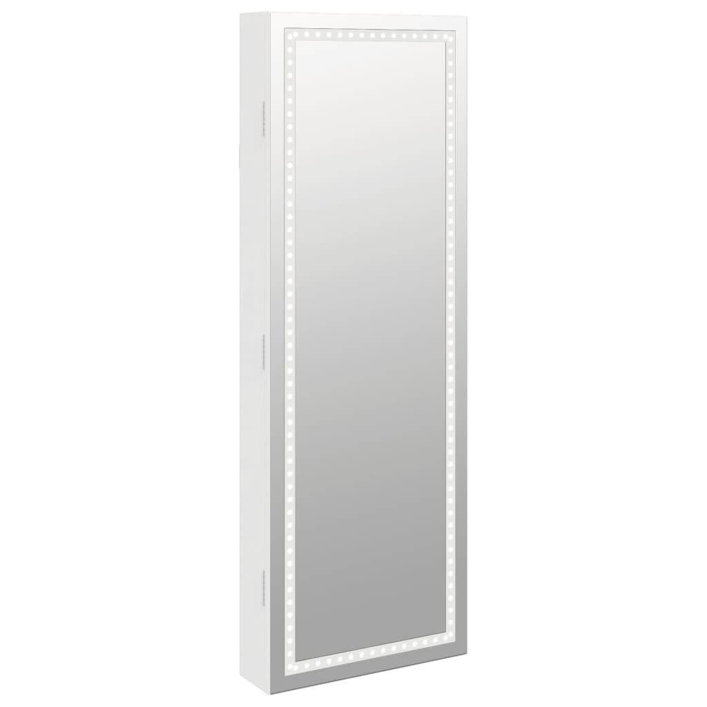 Armario de joyería de Vidaxl con espejo y blanco led -pared blanco
