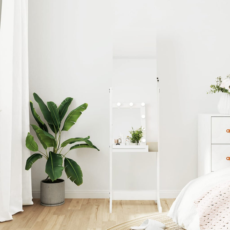 Armadio di gioielli Vidaxl con specchio staccato 42x38x152 cm bianco