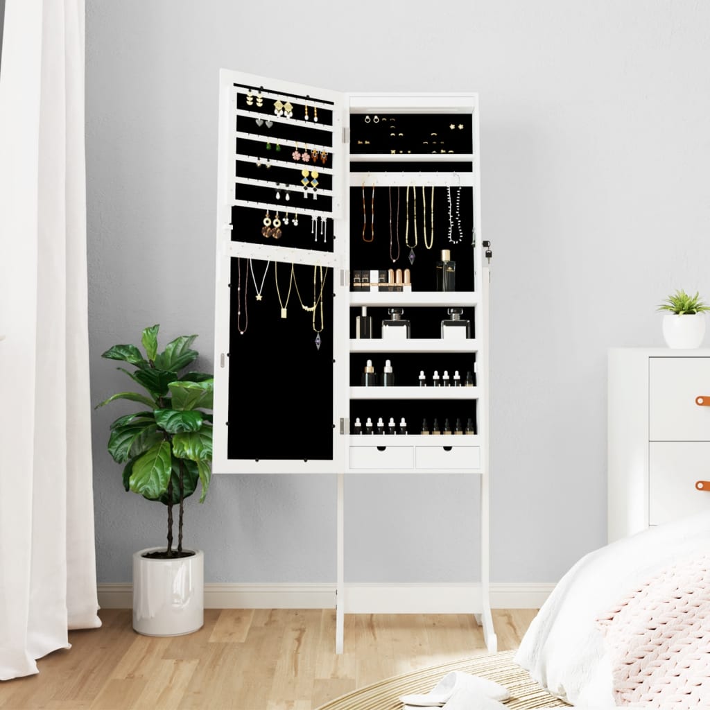 Gabinete de joyería Vidaxl con espejo con iluminación LED blanca separada