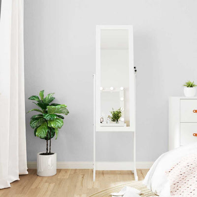 Gabinete de joyería Vidaxl con espejo con iluminación LED blanca separada