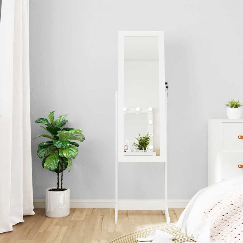 Armadio di gioielli Vidaxl con specchio con illuminazione a LED bianco staccato