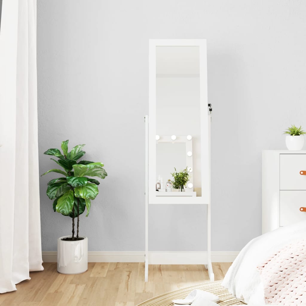 Gabinete de joyería Vidaxl con espejo con iluminación LED blanca separada