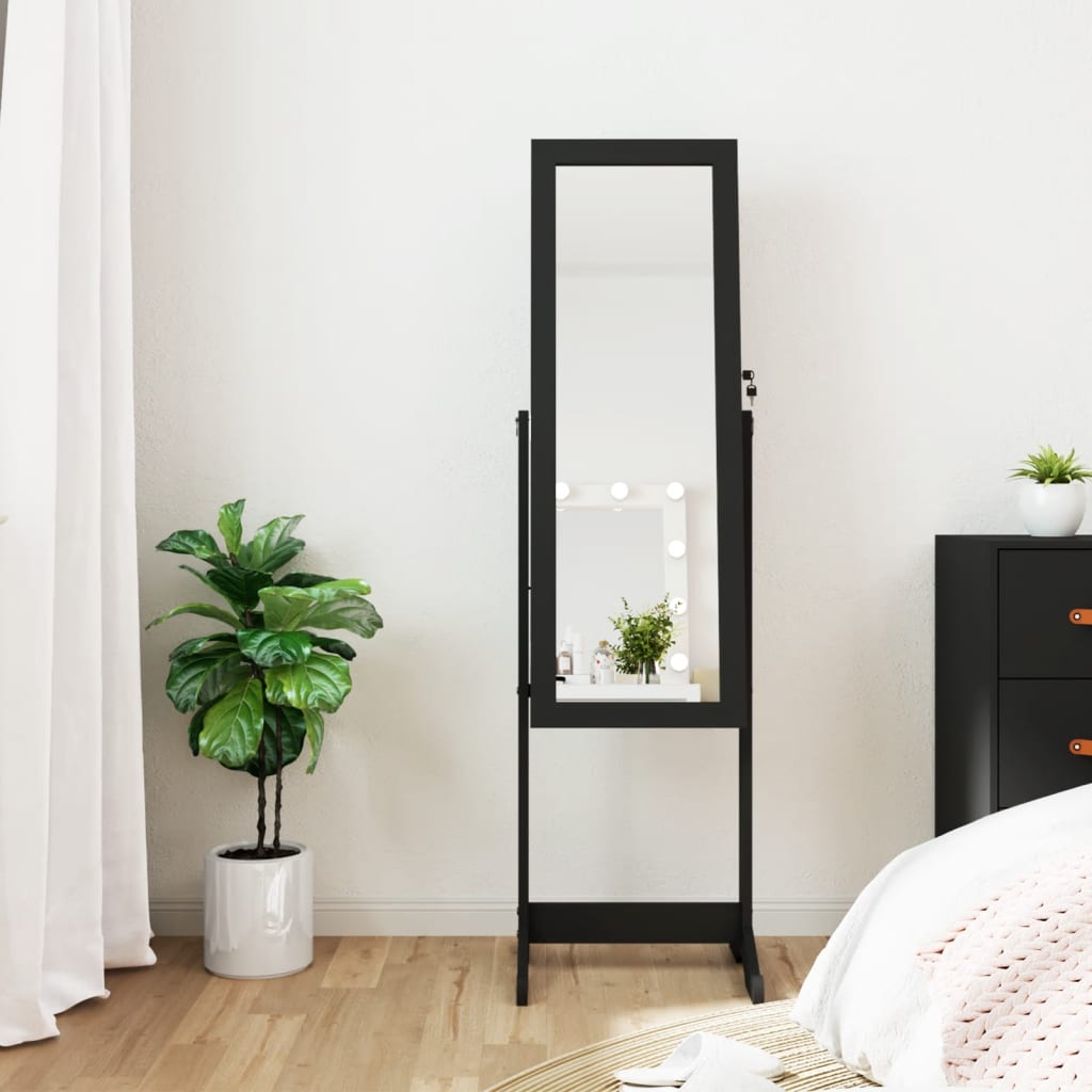 Armadio di gioielli Vidaxl con specchio e illuminazione a LED Black