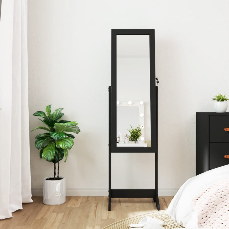Armadio di gioielli Vidaxl con specchio e illuminazione a LED Black