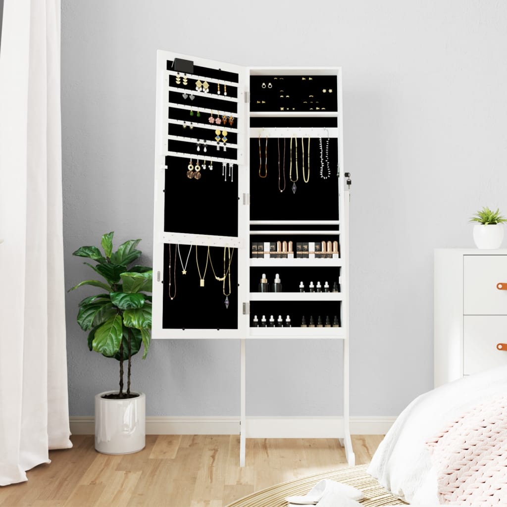 Armadio di gioielli Vidaxl con specchio con illuminazione a LED bianco staccato