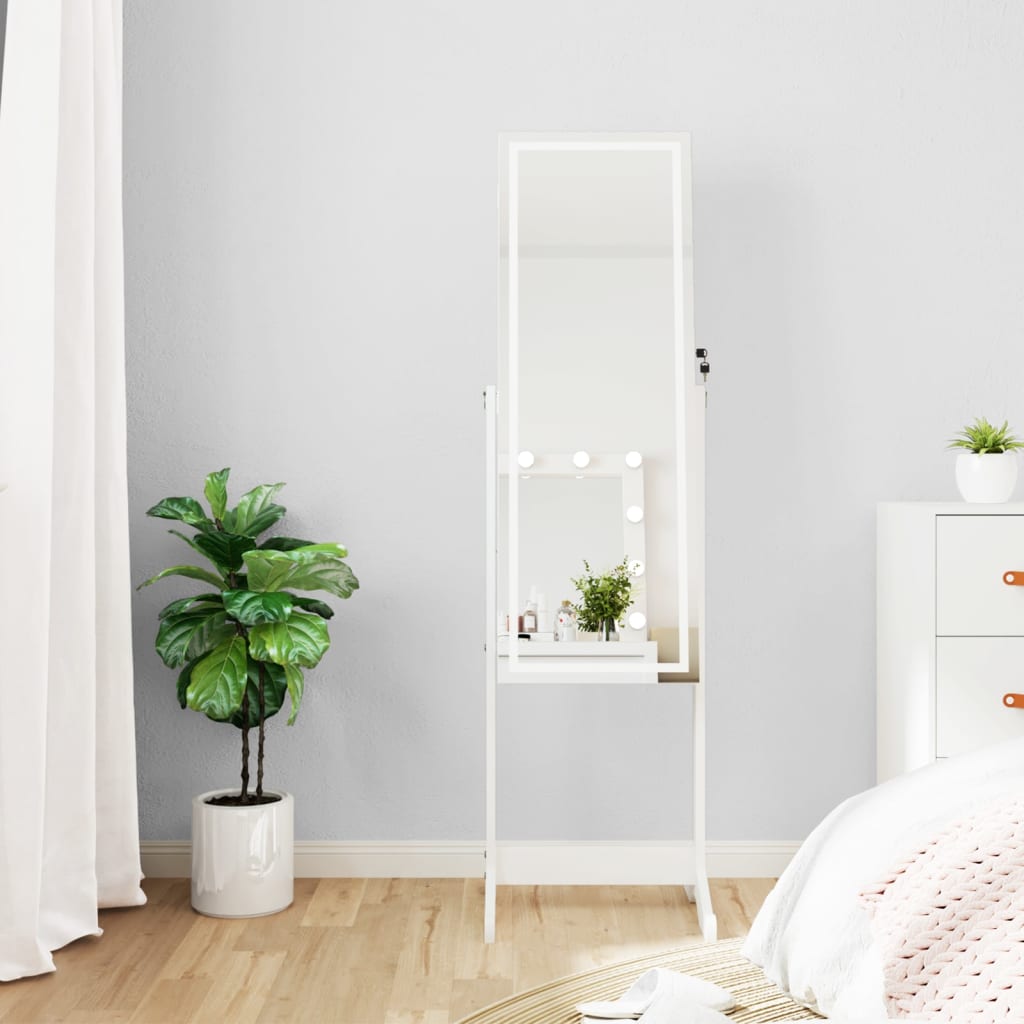 Armadio di gioielli Vidaxl con specchio con illuminazione a LED bianco staccato