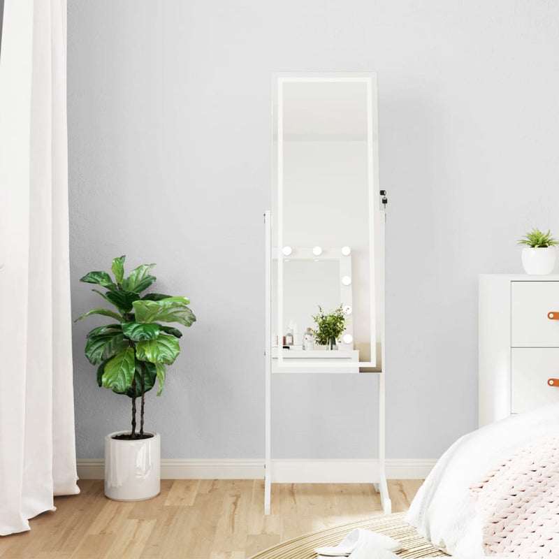 Armadio di gioielli Vidaxl con specchio con illuminazione a LED bianco staccato