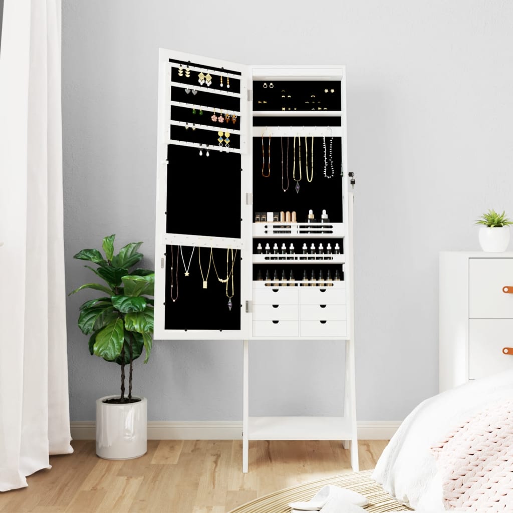 Gabinete de joyería Vidaxl con espejo con iluminación LED blanca separada