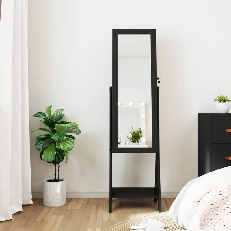 Armadio di gioielli Vidaxl con specchio e illuminazione a LED Black