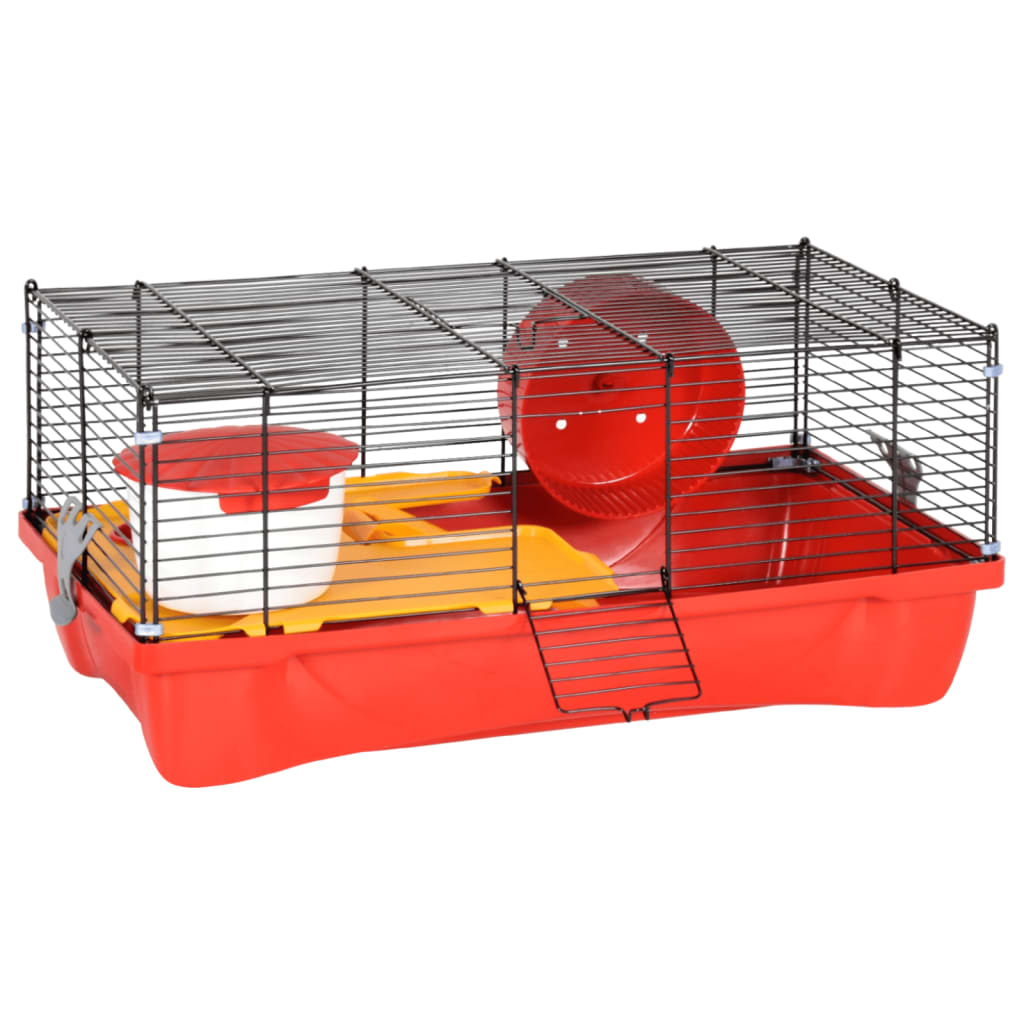 Vidaxl Hamsterkooi 58x32x36 cm polipropene e rosso metallico