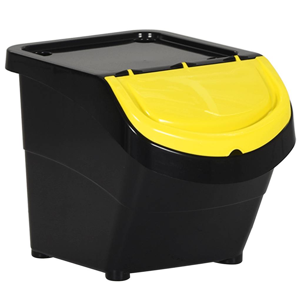 Bidoni dei rifiuti Vidaxl con coperchi impilabili 3 ST PP 78 L NERO