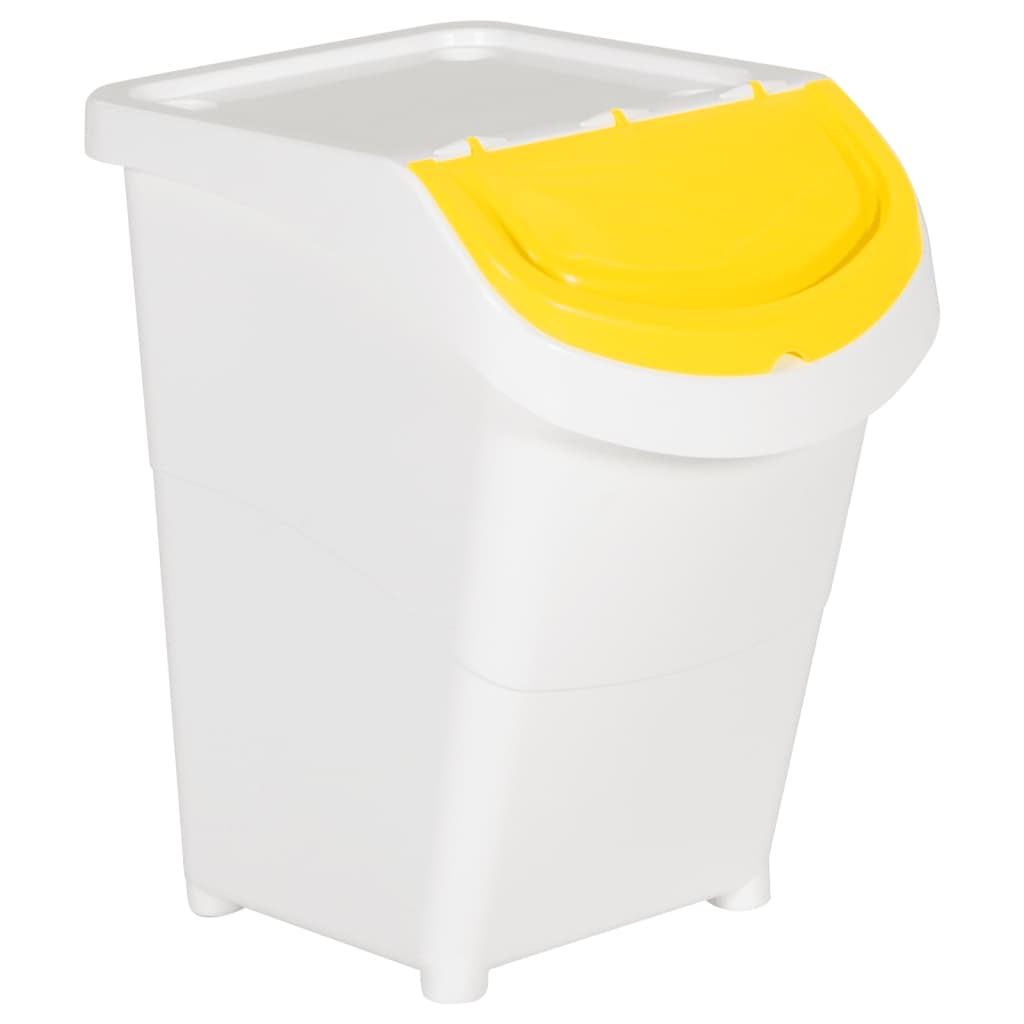 Bidoni dei rifiuti Vidaxl con coperchi impilabili 3 ST PP 120 L BIANCO