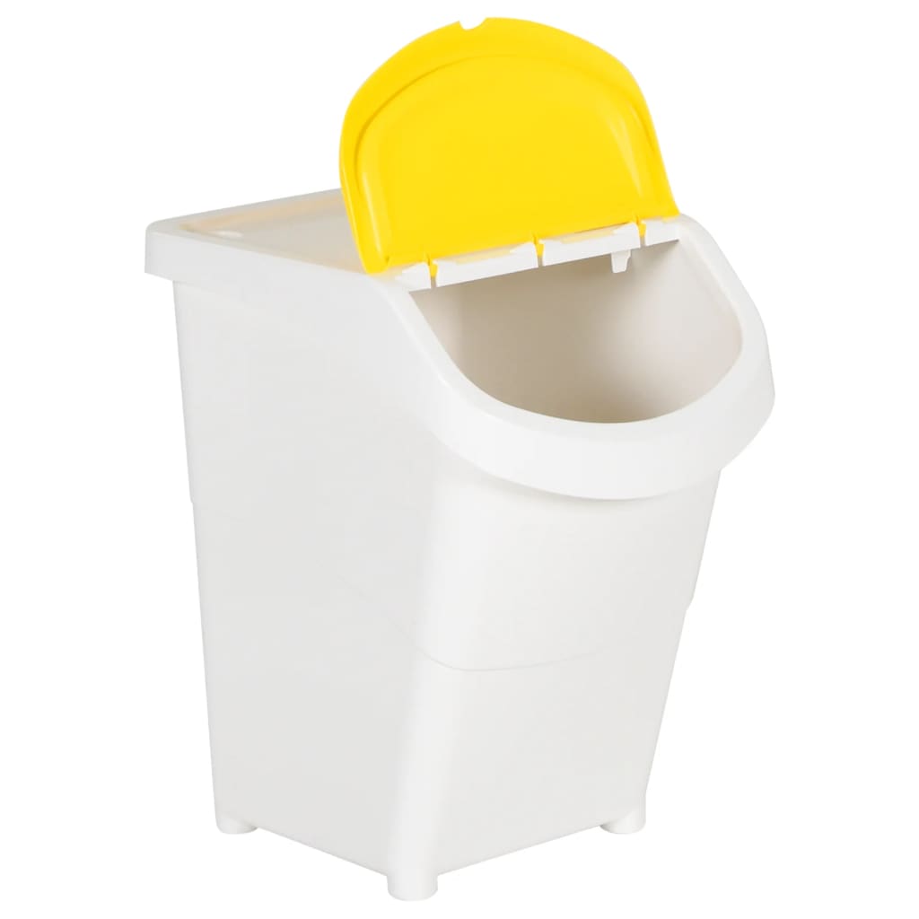 Bidoni dei rifiuti Vidaxl con coperchi impilabili 3 ST PP 120 L BIANCO