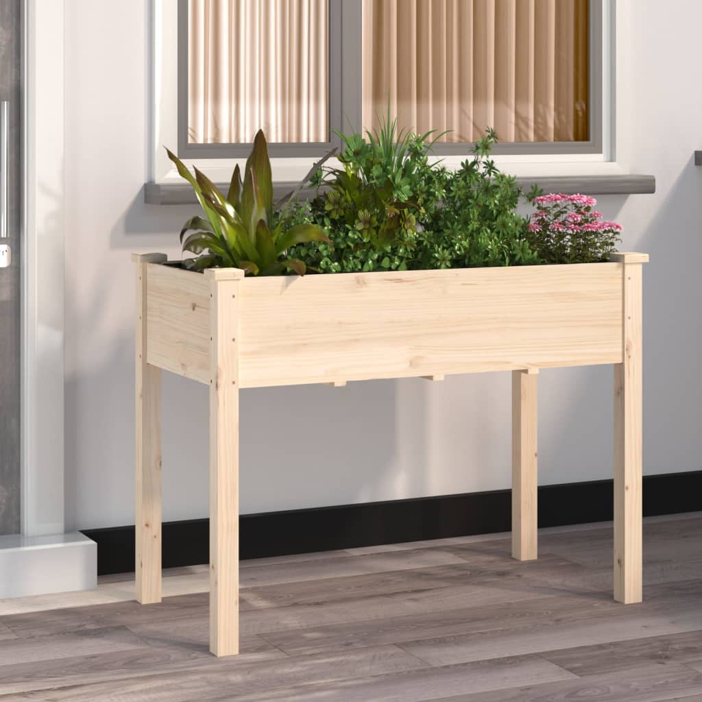 Plantador Vidaxl con revestimiento de pino sólido 118x59x76 cm