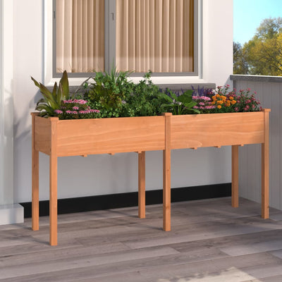 Fioriera Vidaxl con fodera 161x45x76 cm di pino solido marrone