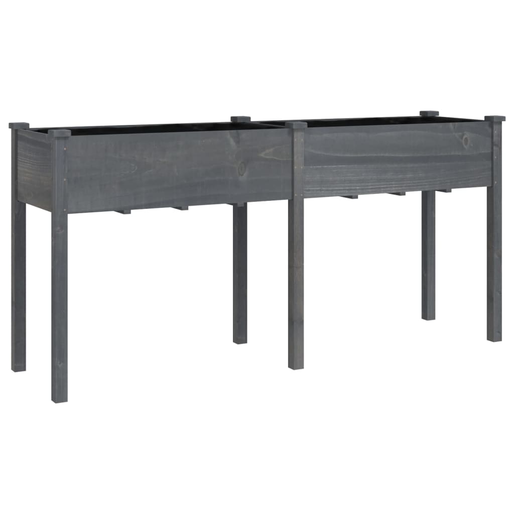 Fioriera Vidaxx con rivestimento 161x45x76 cm in legno massello di pino grigio