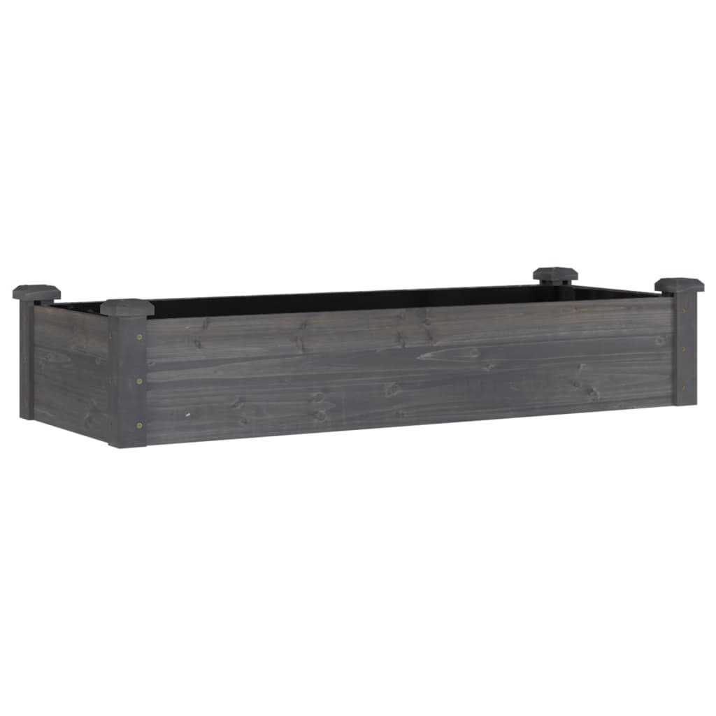 Plantador Vidaxl elevado con revestimiento de 120x45x25 cm de madera pura gris