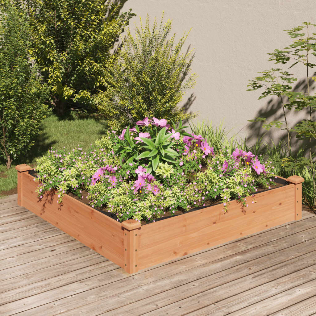 Plantador Vidaxl elevado con revestimiento de 120x120x25 cm Pine Brown