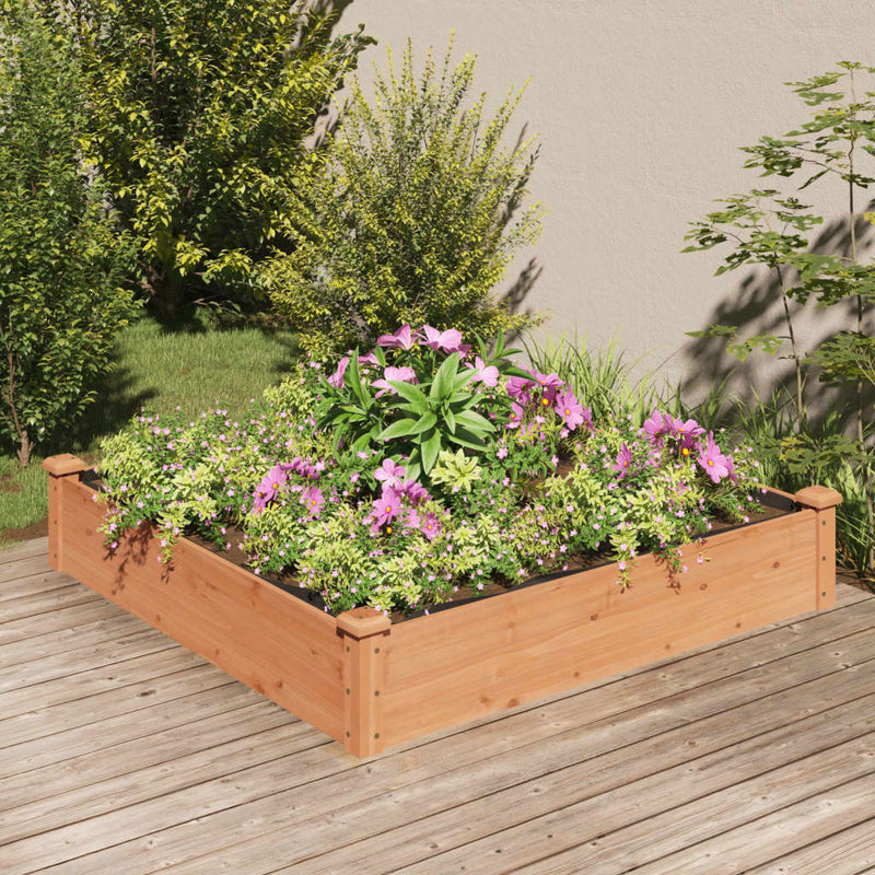Plantador Vidaxl elevado con revestimiento de 120x120x25 cm Pine Brown