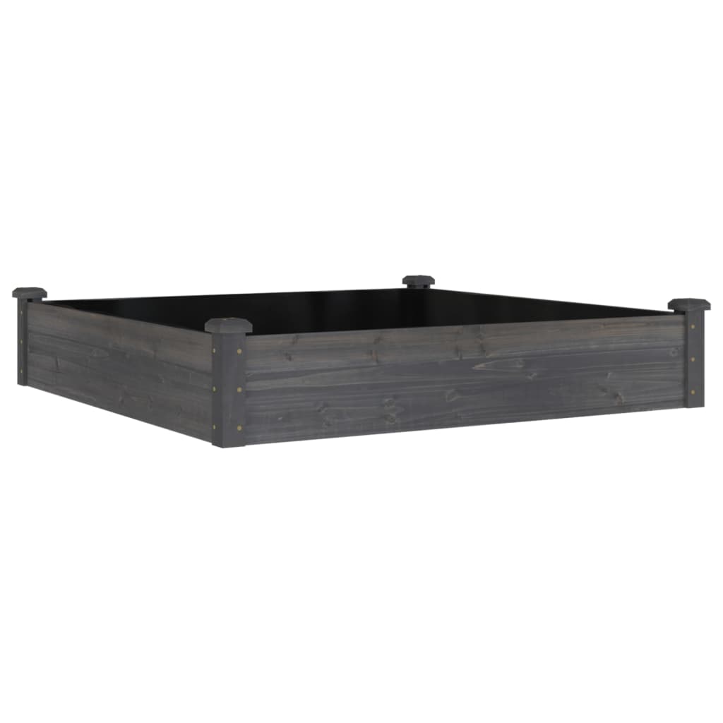 Plantador Vidaxl elevado con revestimiento de 120x120x25 cm de madera pura gris
